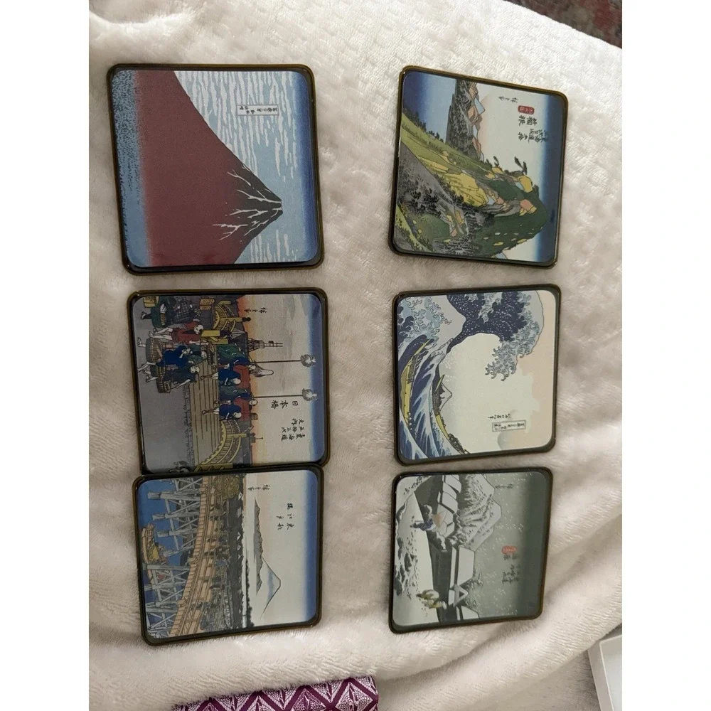 Ukiyoe Landscape Coasters By Hokusai And Hirotuge
